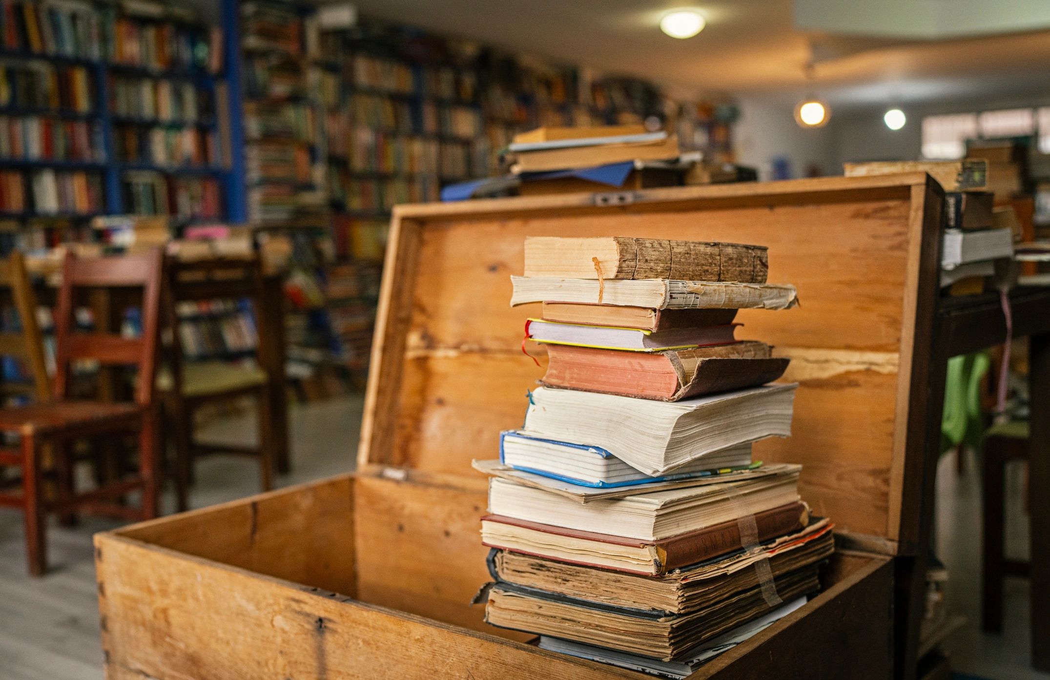 Old books arranged in a scholarly setting